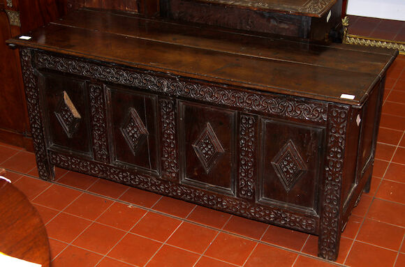 Bonhams : A late 17th Century and later carved oak coffer