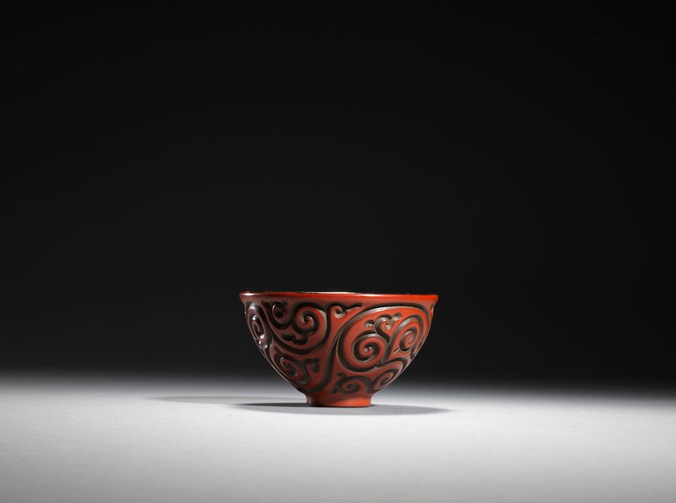 A tixi three-colour lacquer cup Ming dynasty