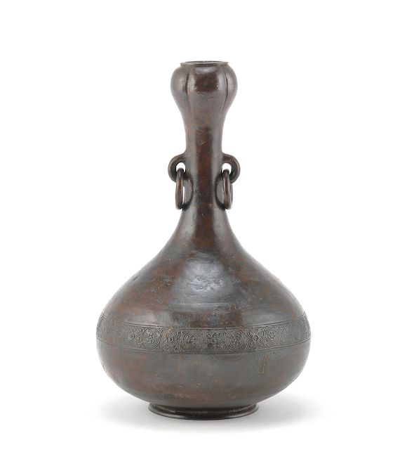 Bonhams A bronze garlichead bottle vase Ming Dynasty