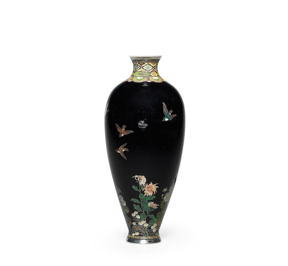 Bonhams : A cloisonné enamel slender ovoid vase By Namikawa Yasuyuki ...