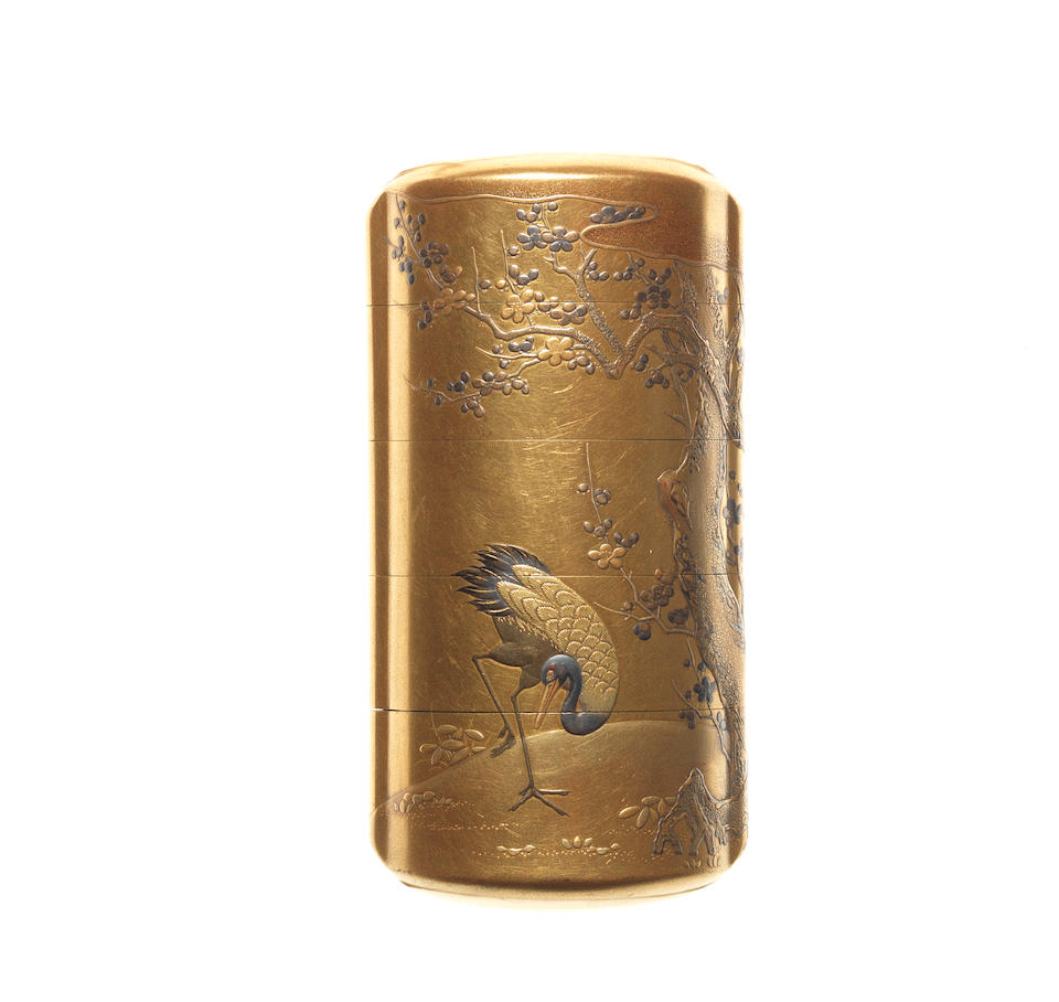 Bonhams : A gold lacquer four-case inro 19th century