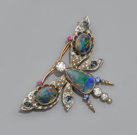 Bonhams : A vari gem-set butterfly brooch