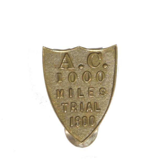 Bonhams Cars : A rare Automobile Club 1000 Mile Trial lapel badge, 1900,