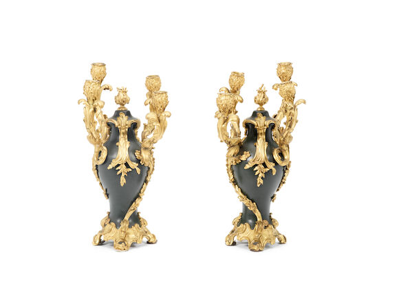 Bonhams : A pair of French late 19th century gilt and patinated bronze ...