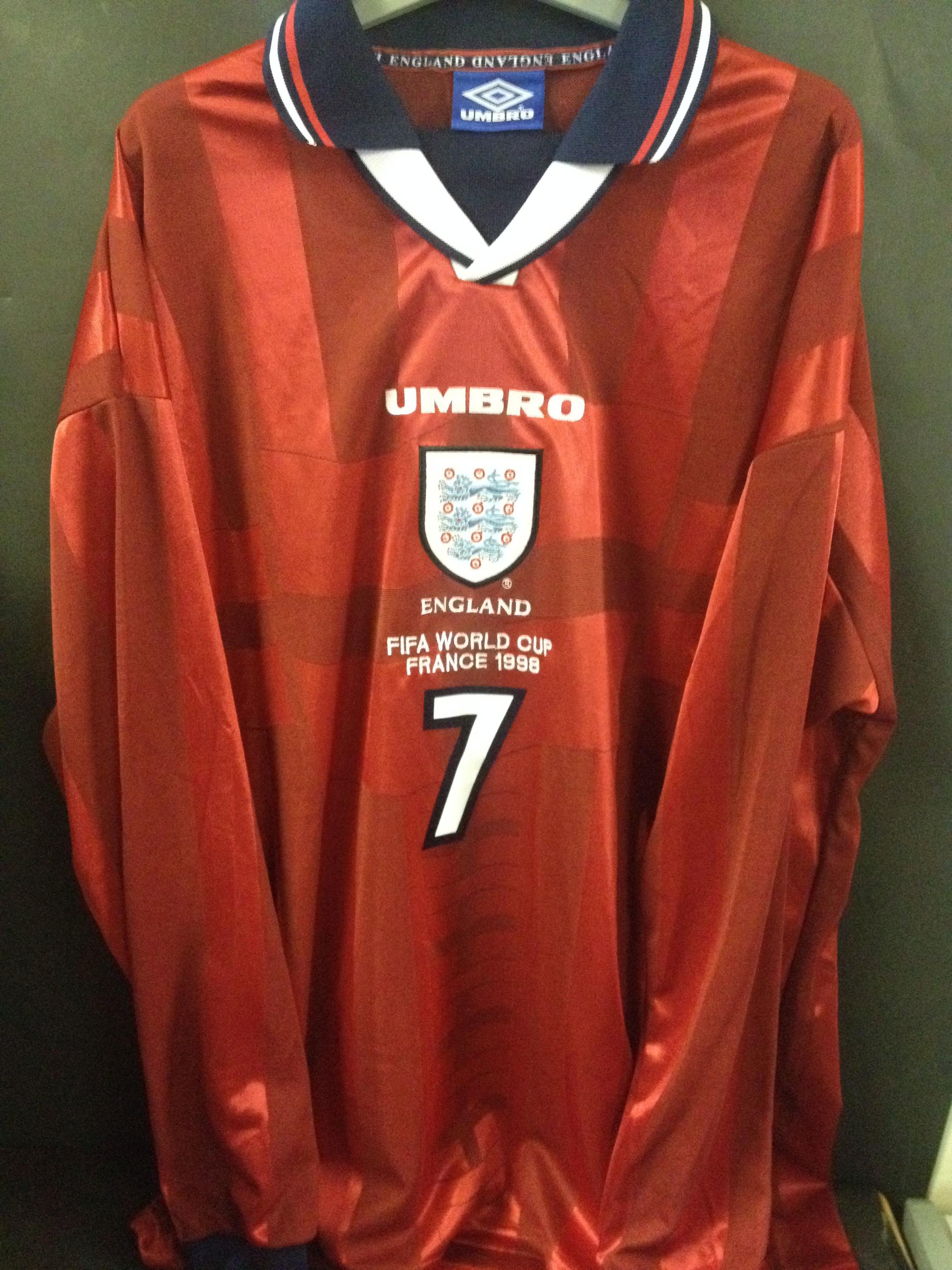 Jersey Umbro England 1998, David Beckham in 2023