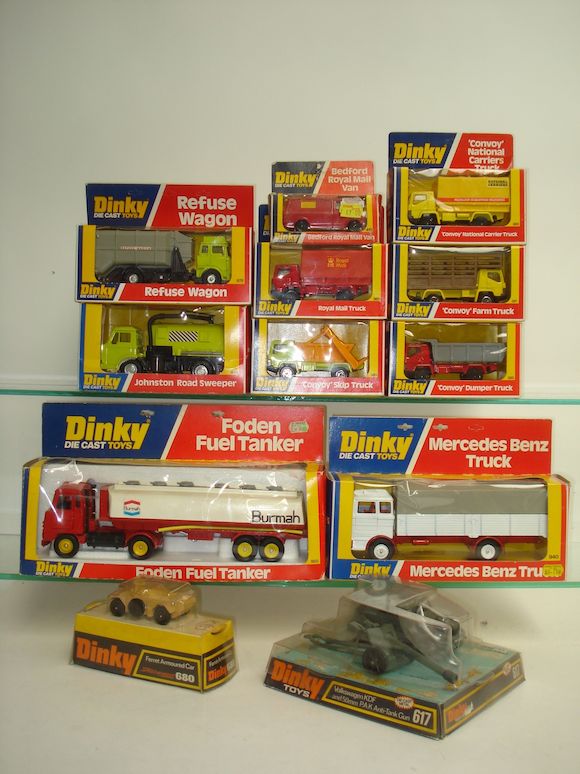Bonhams : Dinky window box Commercials and Cars approx 45