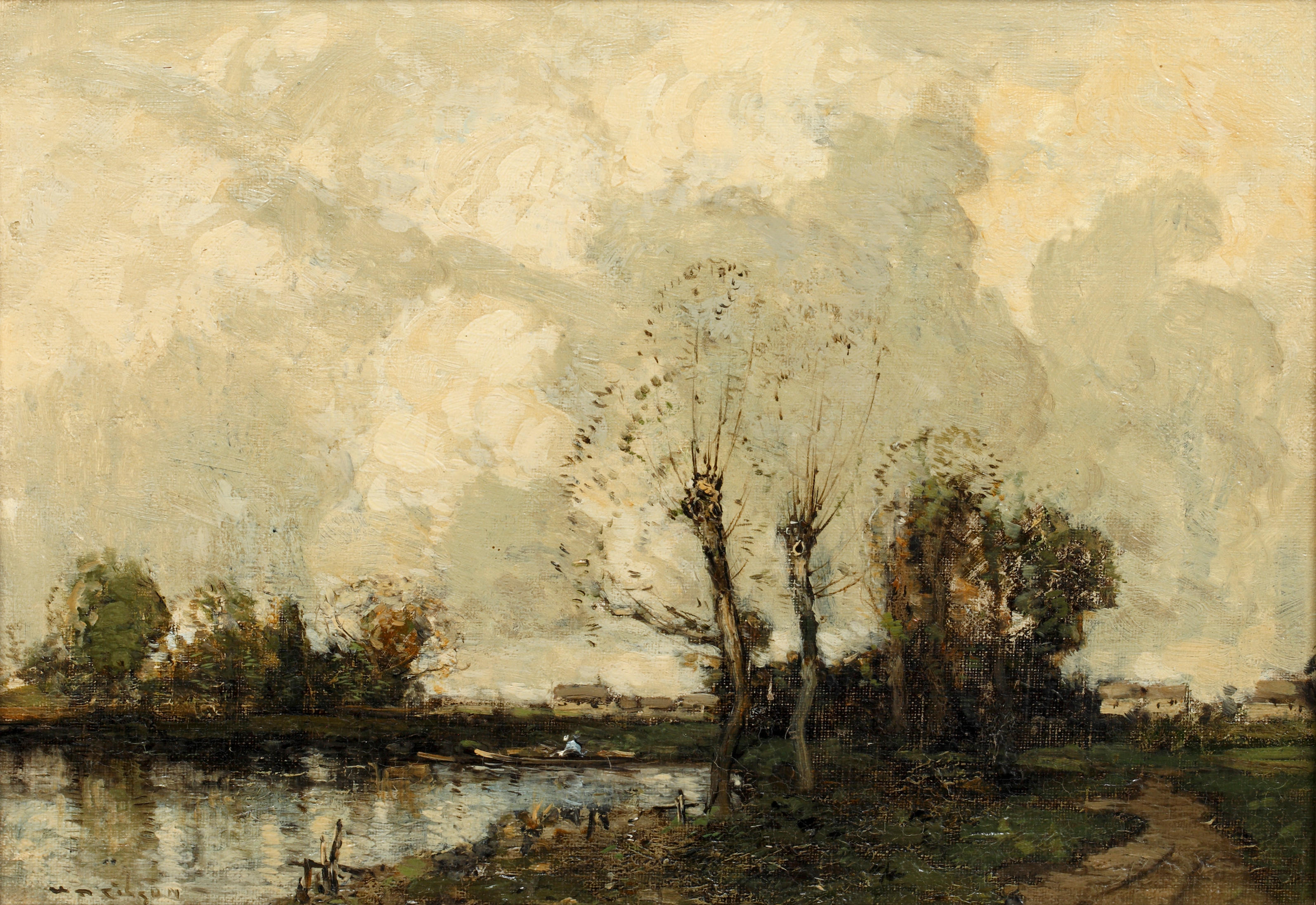 Bonhams : William Alfred Gibson (British, 1866-1931) 'Path by the river'