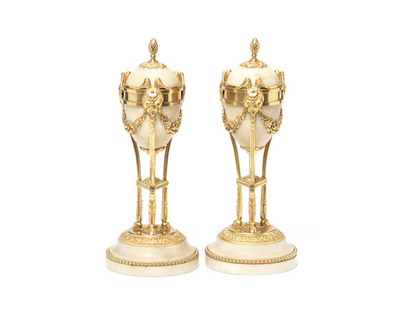 Bonhams : A pair of 19th century French gilt bronze and white marble ...