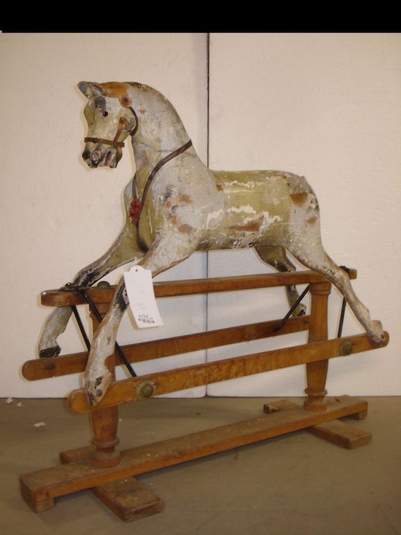 Bonhams : Carved painted wooden rocking horse, English 1890