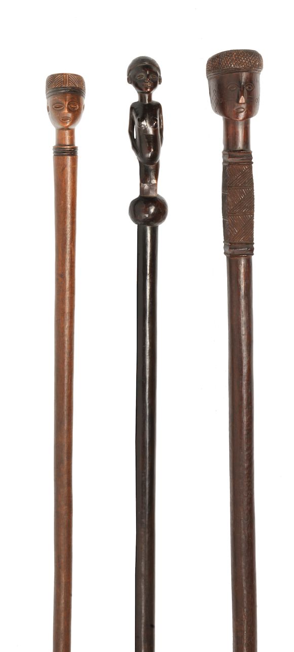 Bonhams Two Lwena staffs and a Chokwe staff, Angola 3