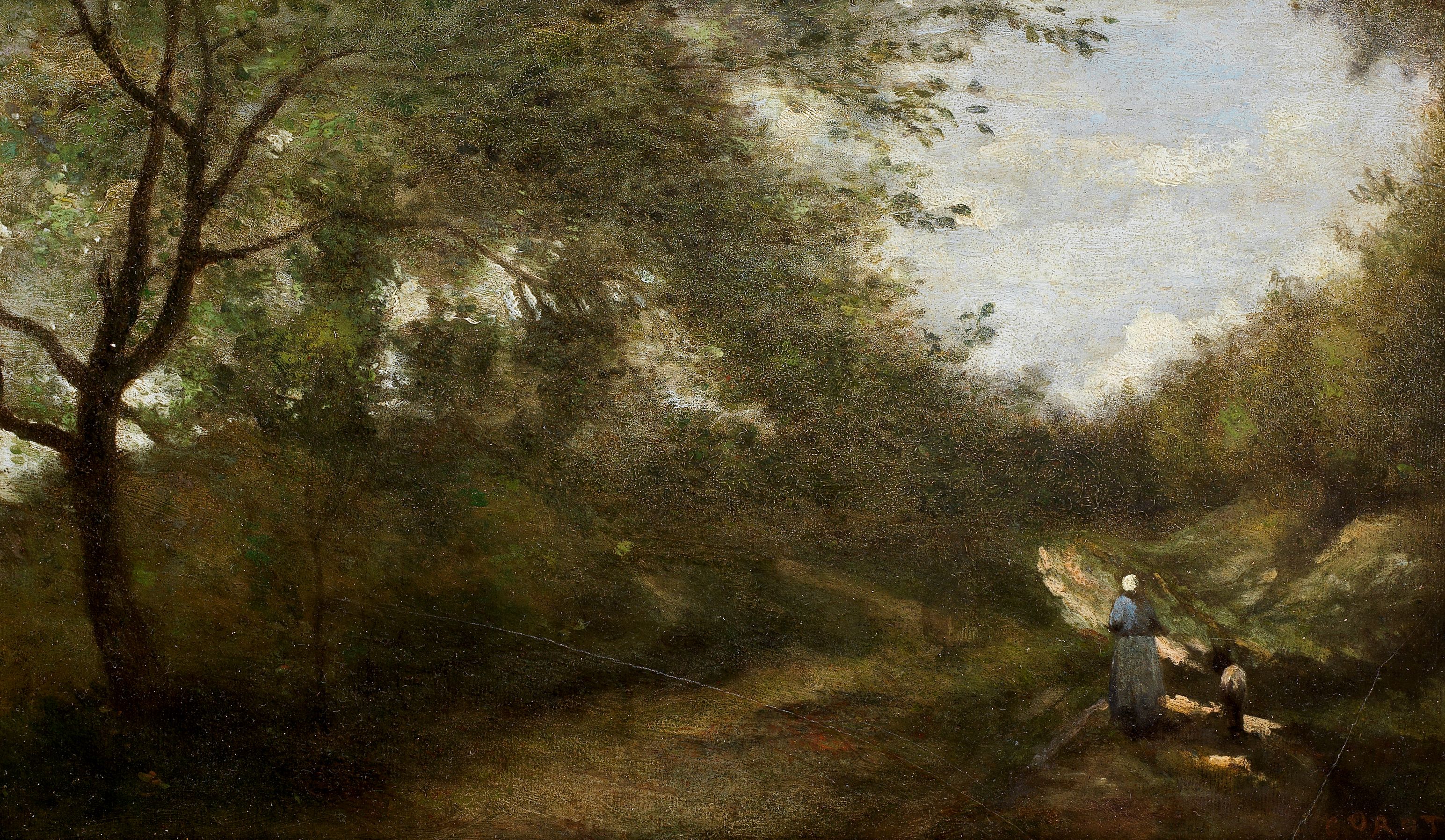 Luzancy, Sentier Ombreux Avec Une Chevriere