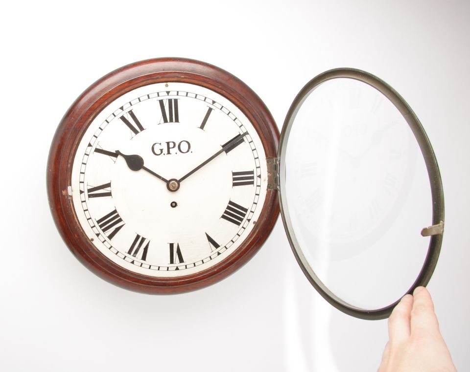 Bonhams A 19th century mahogany Post Office wall clock 2