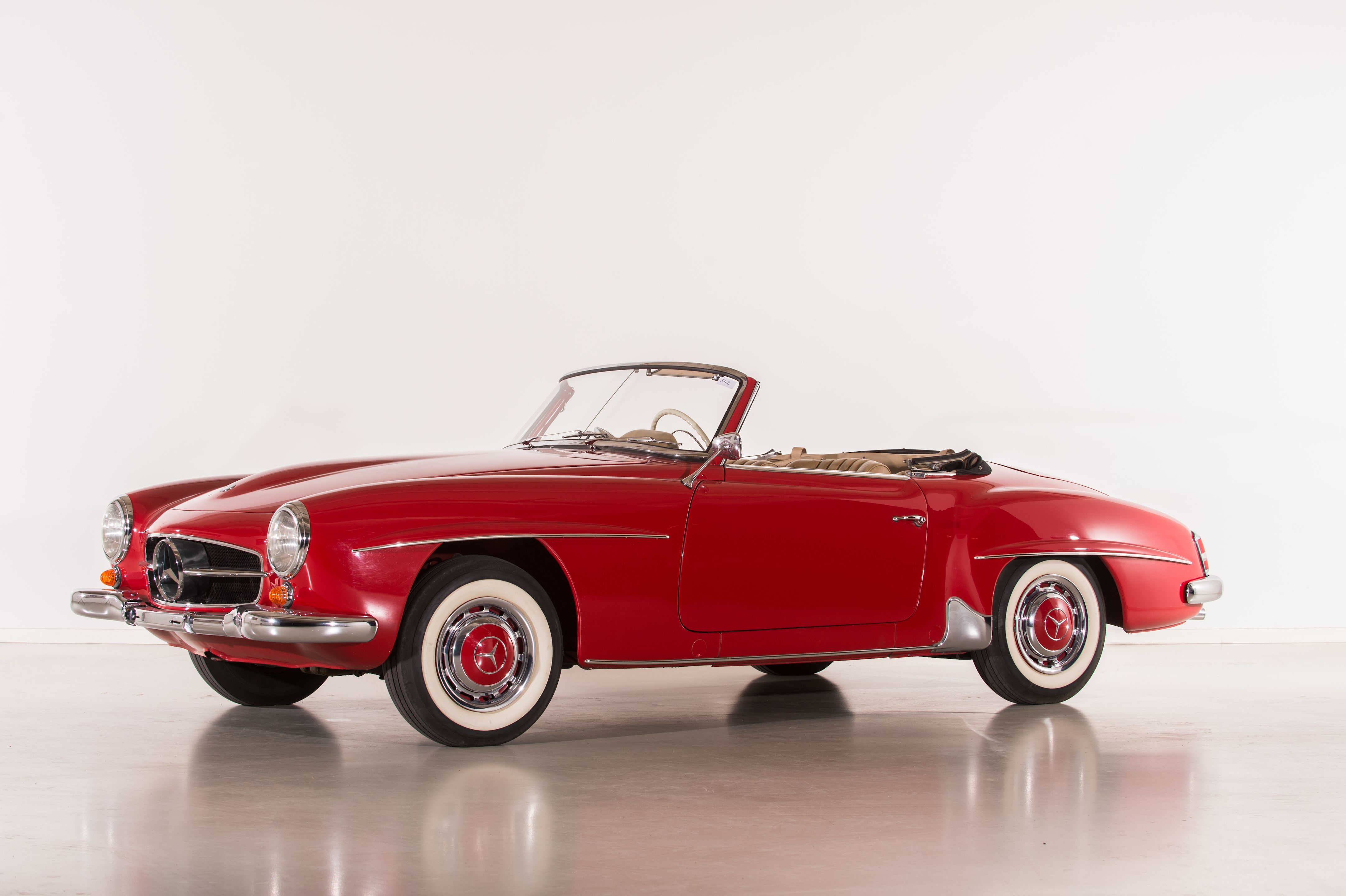 Mercedes 190 SL Cabriolet Rouge - Danhausen White Métal 1/43 (Occasion, Boîte)