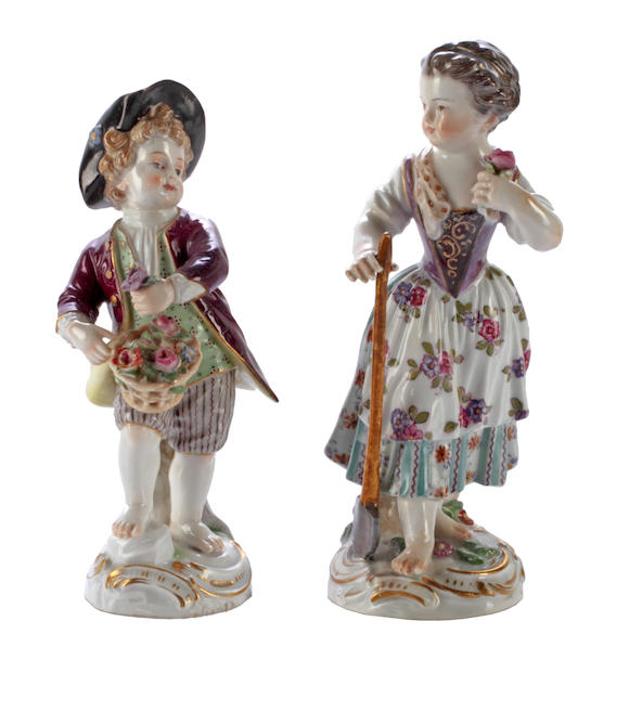 Bonhams : Two Meissen Pastoral Figures Of Chidren, Second Half 19th Century