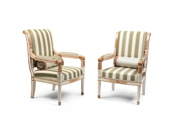 Bonhams : A pair of French late 19th century Empire revival painted and ...
