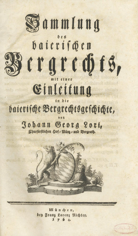 Bonhams LORI (JOHANN VON) Sammlung de Baierischen Bergrechts
