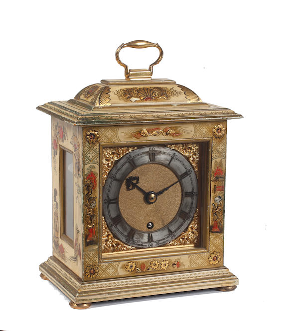 Bonhams : An 18th century style cream painted japanned bracket clock ...