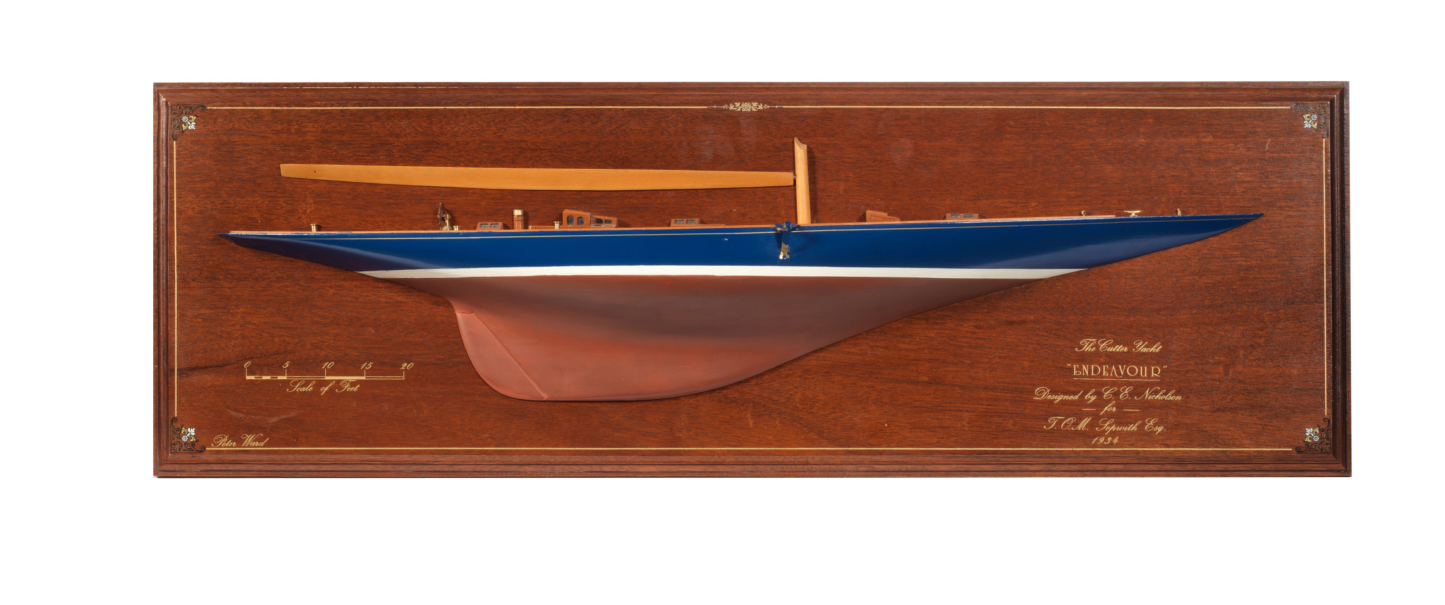Bonhams : A half model of the J Class cutter Endeavour 1934 37.8x12ins ...