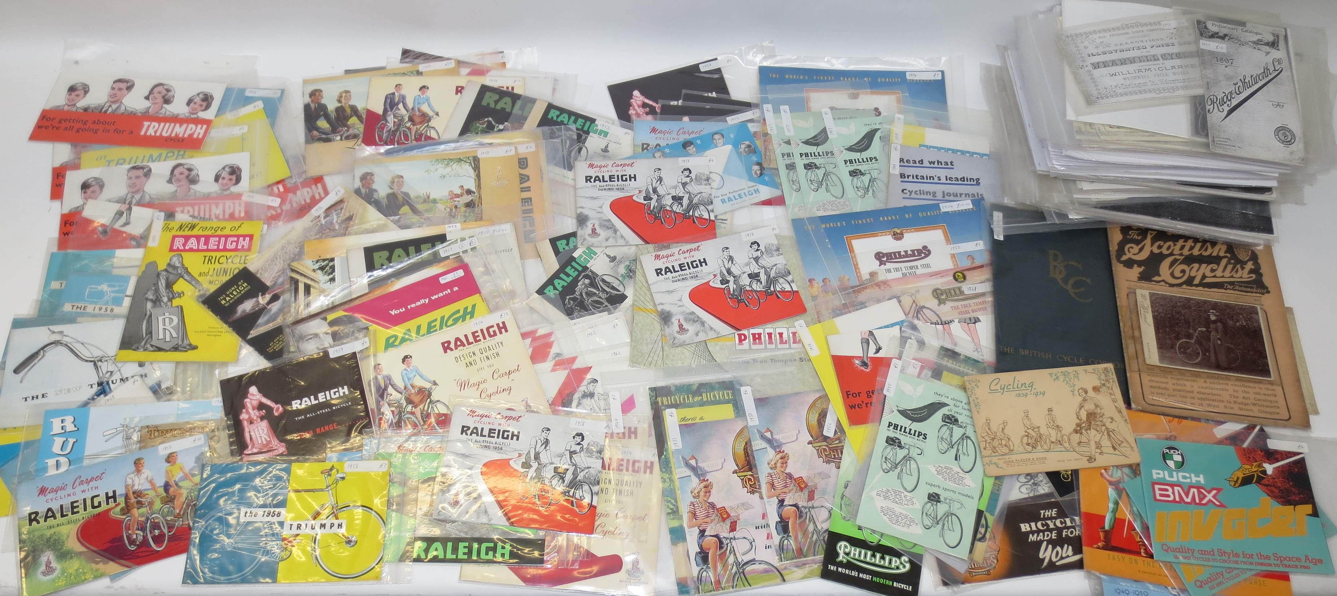 Bonhams Cars : A quantity of mainly 1950s cycling brochures,