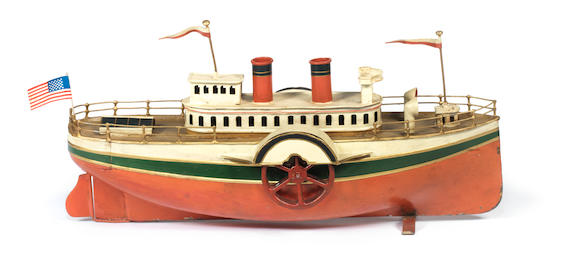 Bonhams : Carette Clockwork Two Funnel Paddle Steamer