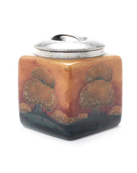 Bonhams : William Moorcroft 'eventide' A Tudric Mounted Lidded Biscuit 