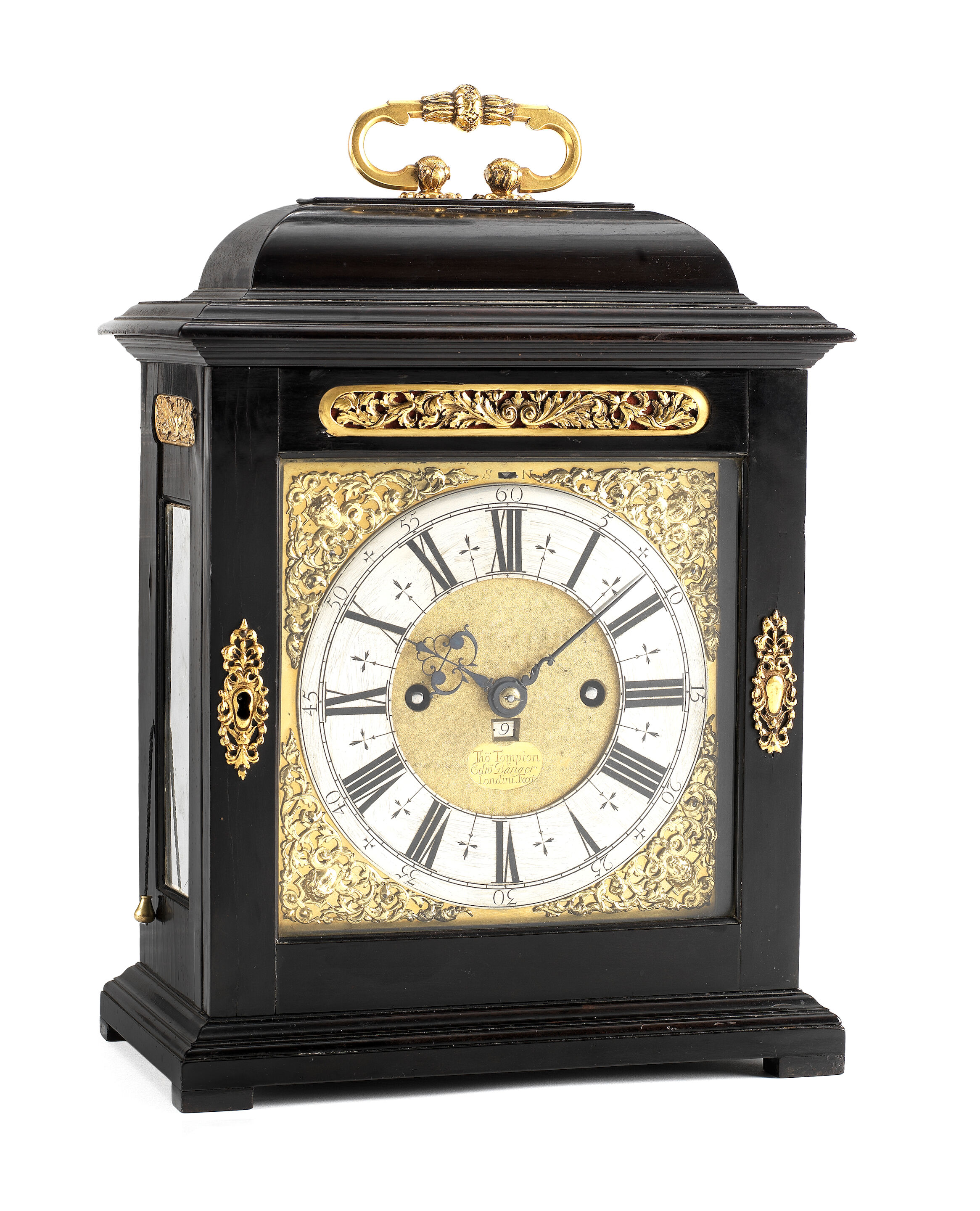 A fine early 18th century quarter repeating ebony table clock. T