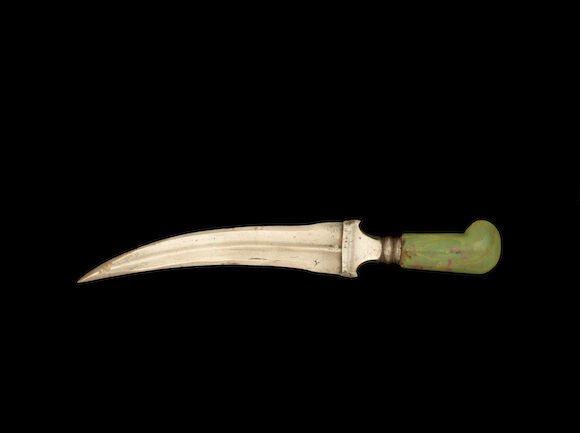 Bonhams : A Mughal hardstone-hilted steel Dagger Northern India, 17th ...