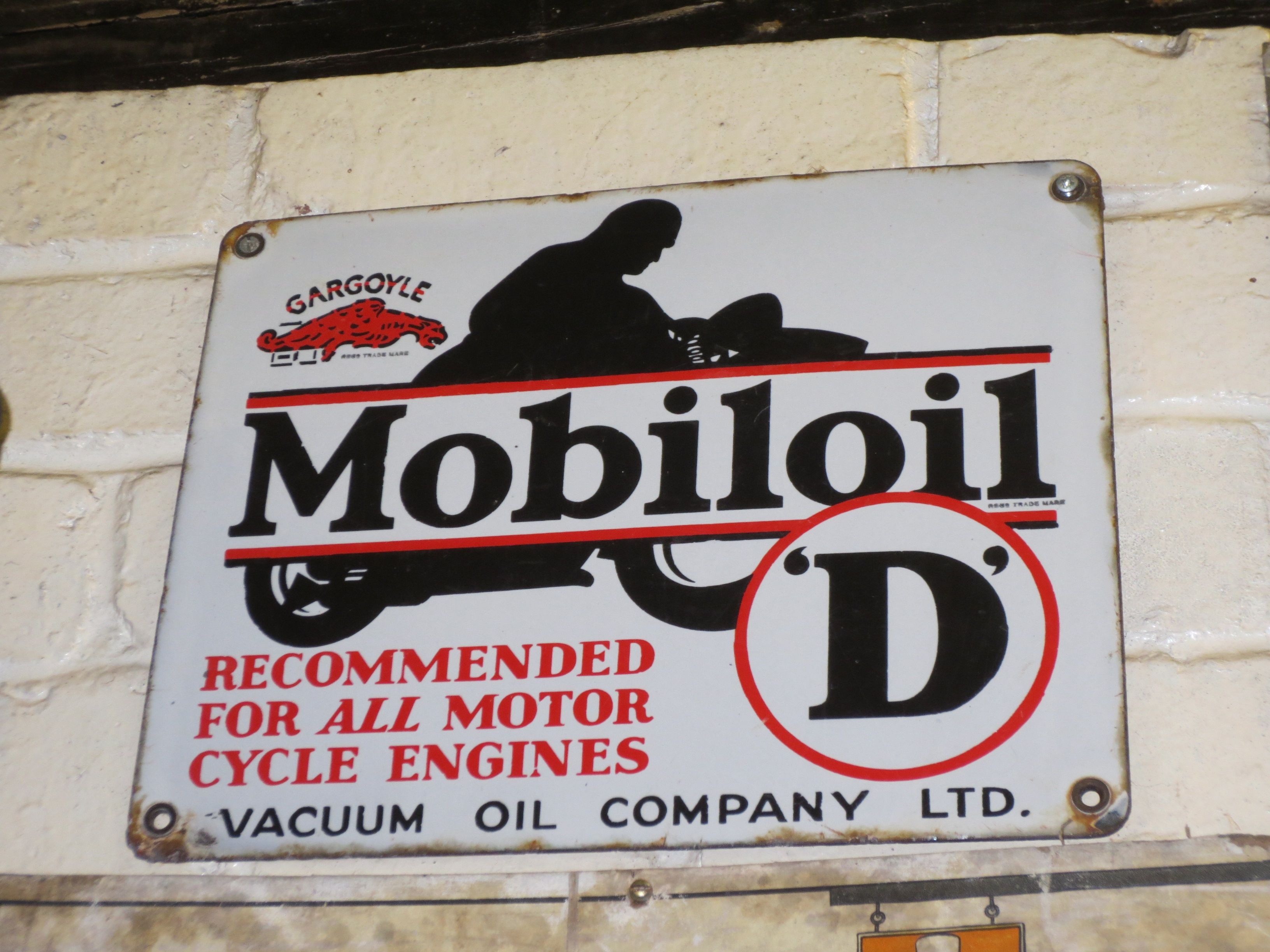 Bonhams Cars : A Mobiloil 'D' enamel sign,