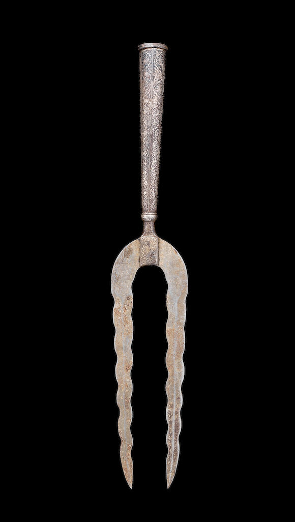 Bonhams : A Qajar gold and silver-damascened steel Spear Head Persia ...