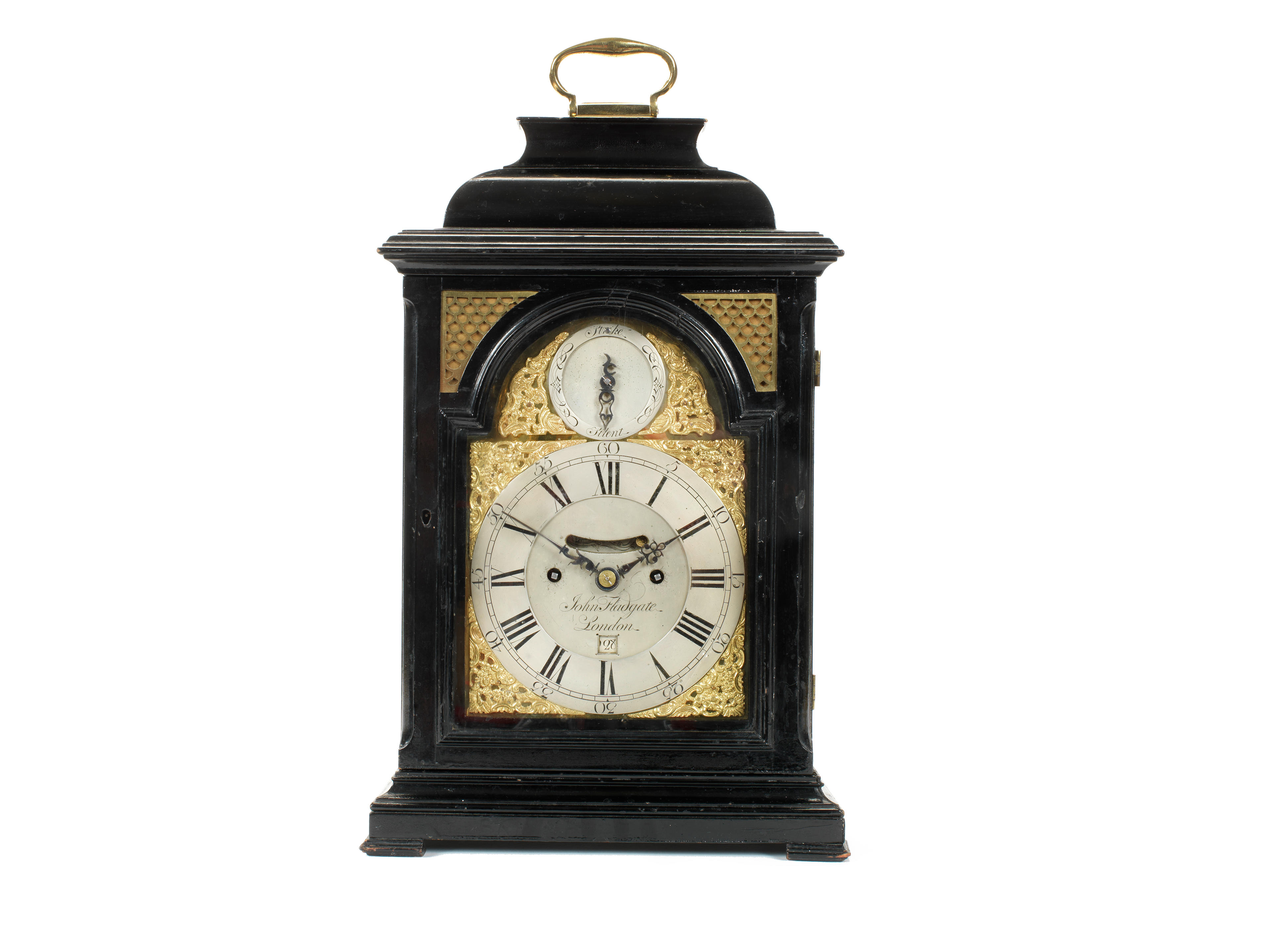 Bonhams : A George III ebonised table clock the dial and movement ...