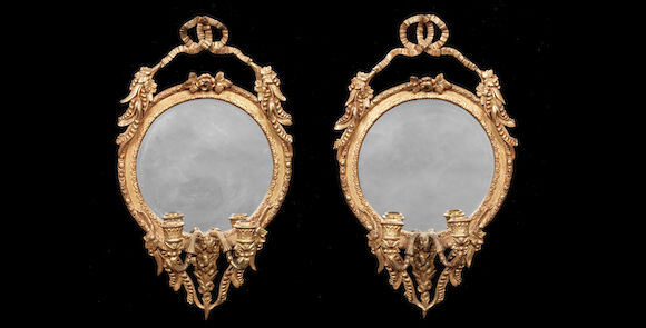 Bonhams : A pair of late 19th century giltwood and composition girandoles