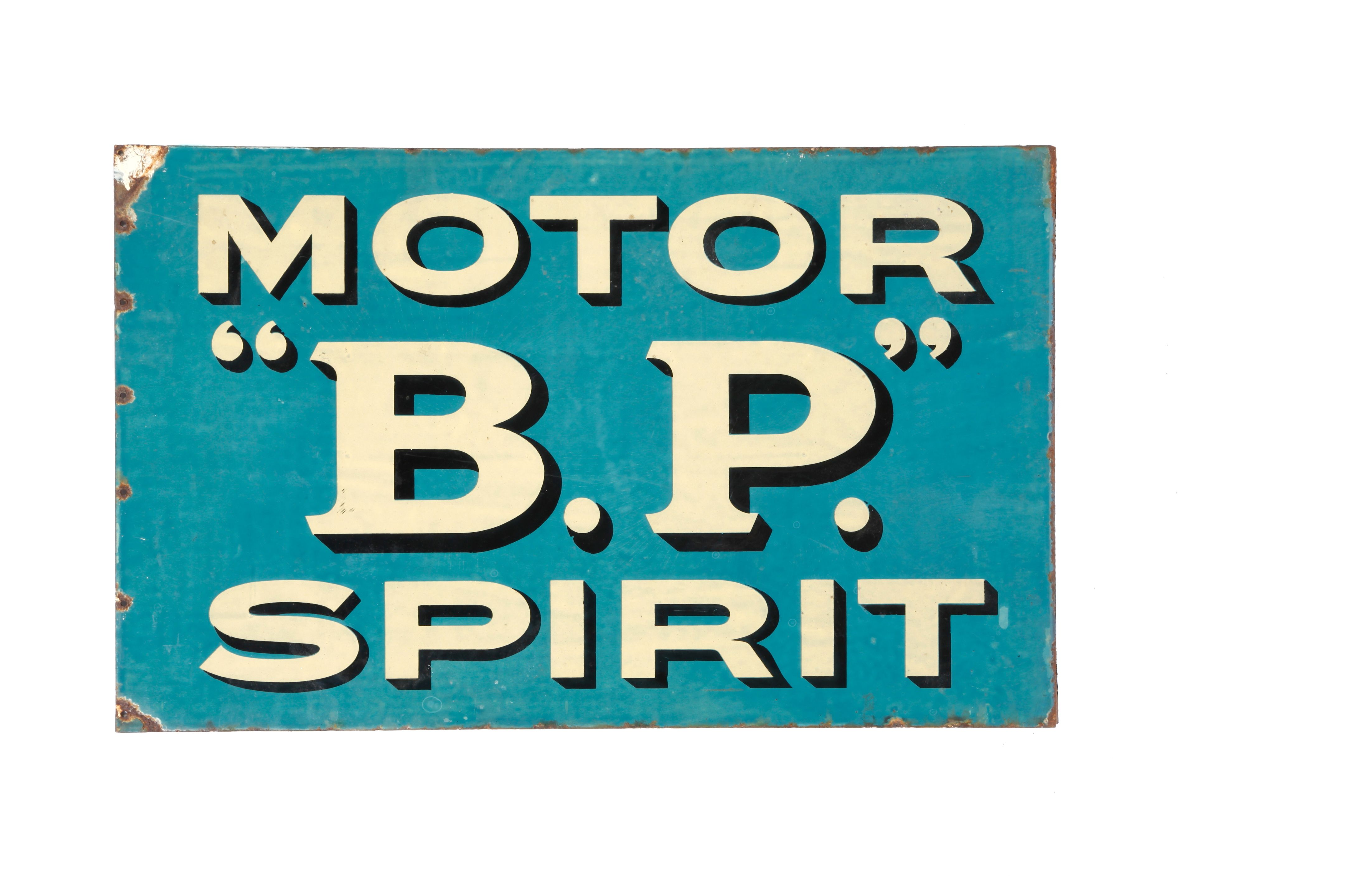 Bonhams Cars A B.P. Motor Spirit enamel sign,