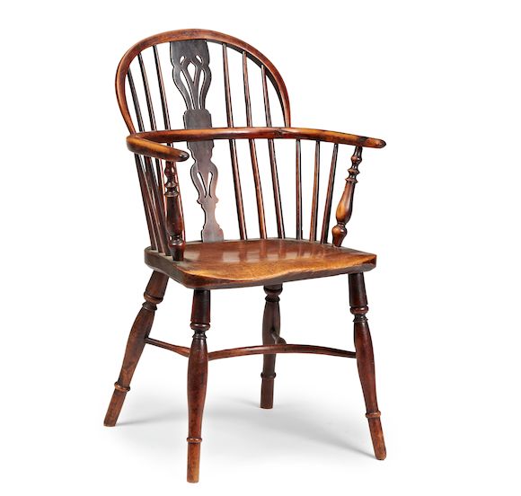 Bonhams A Regency yew and elm Windsor chair, maker stamped