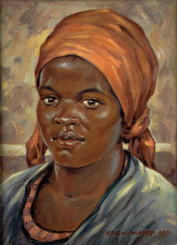 Bonhams : Erich Mayer (South African, 1876-1960) Portrait of Africa