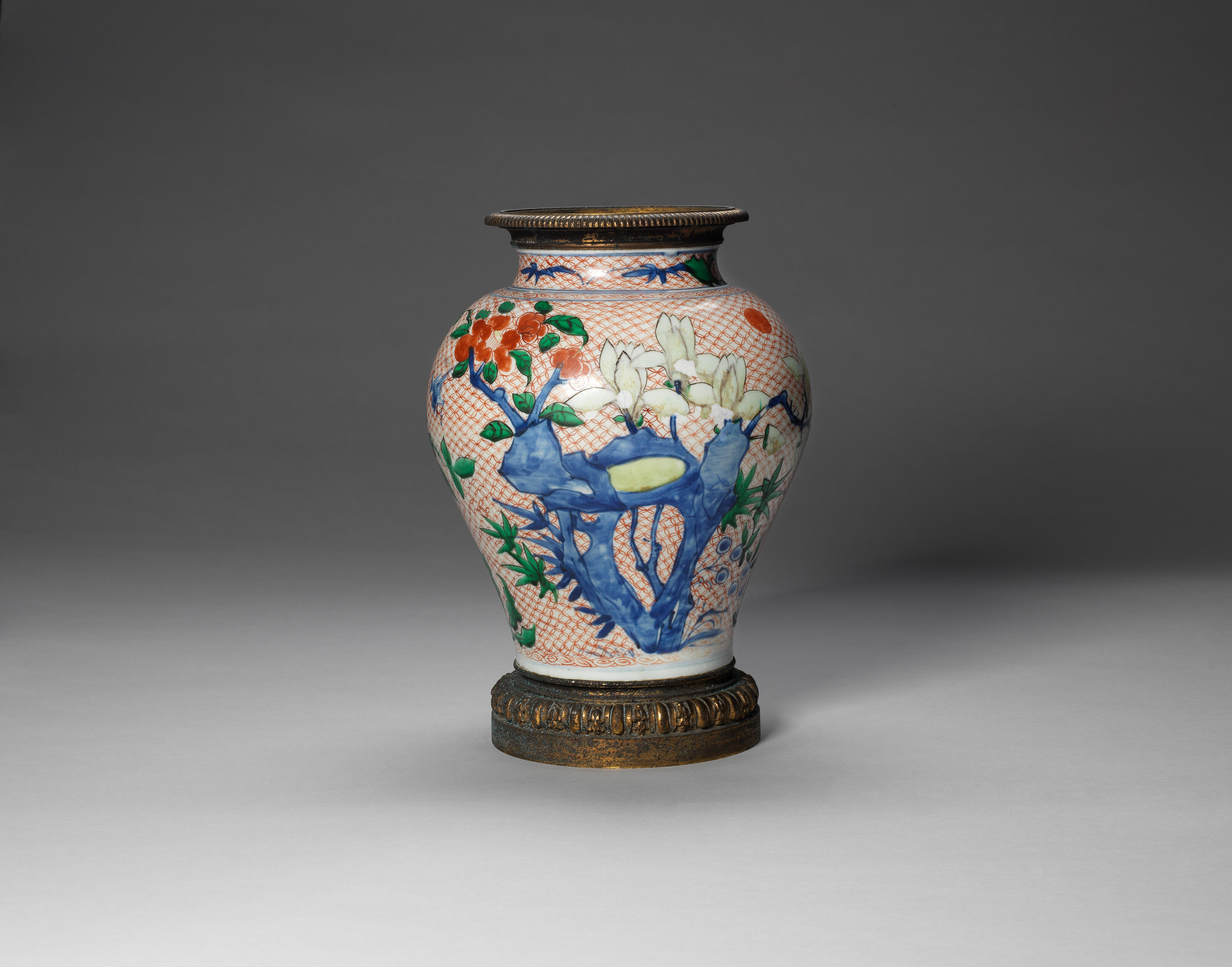 Bonhams : A bronze-mounted wucai baluster vase The porcelain Shunzhi