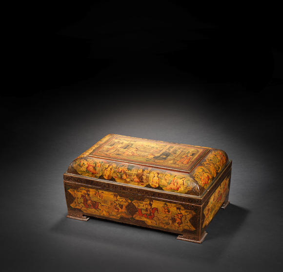 Bonhams A Large Qajar Lacquered Wood Box Persia 19th Century