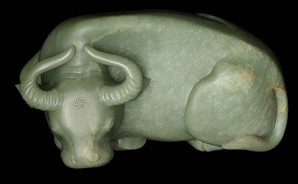 Bonhams A magnificent and important large green jade carving of a