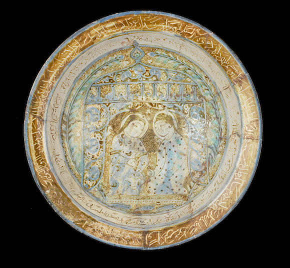 Bonhams A Kashan Lustre Figural Pottery Bowl Persia Early 13th Century