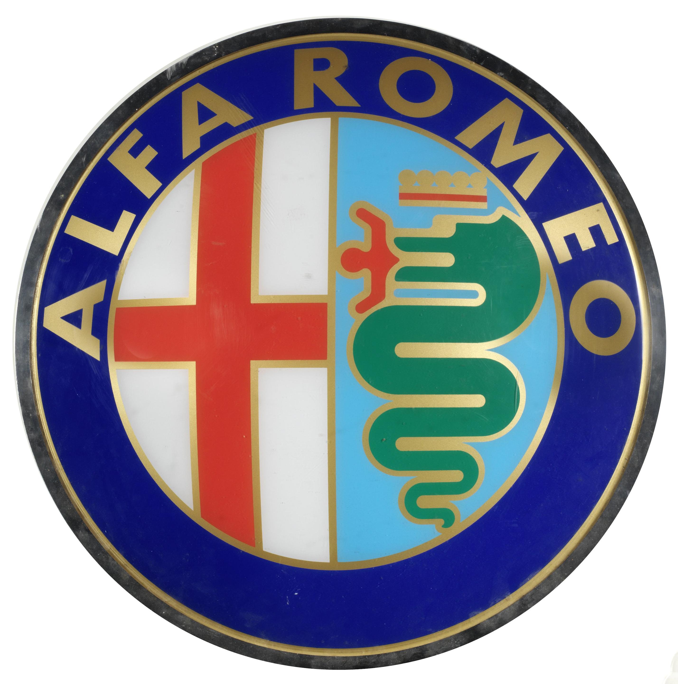 Bonhams Cars : An Alfa Romeo illuminating showroom sign,