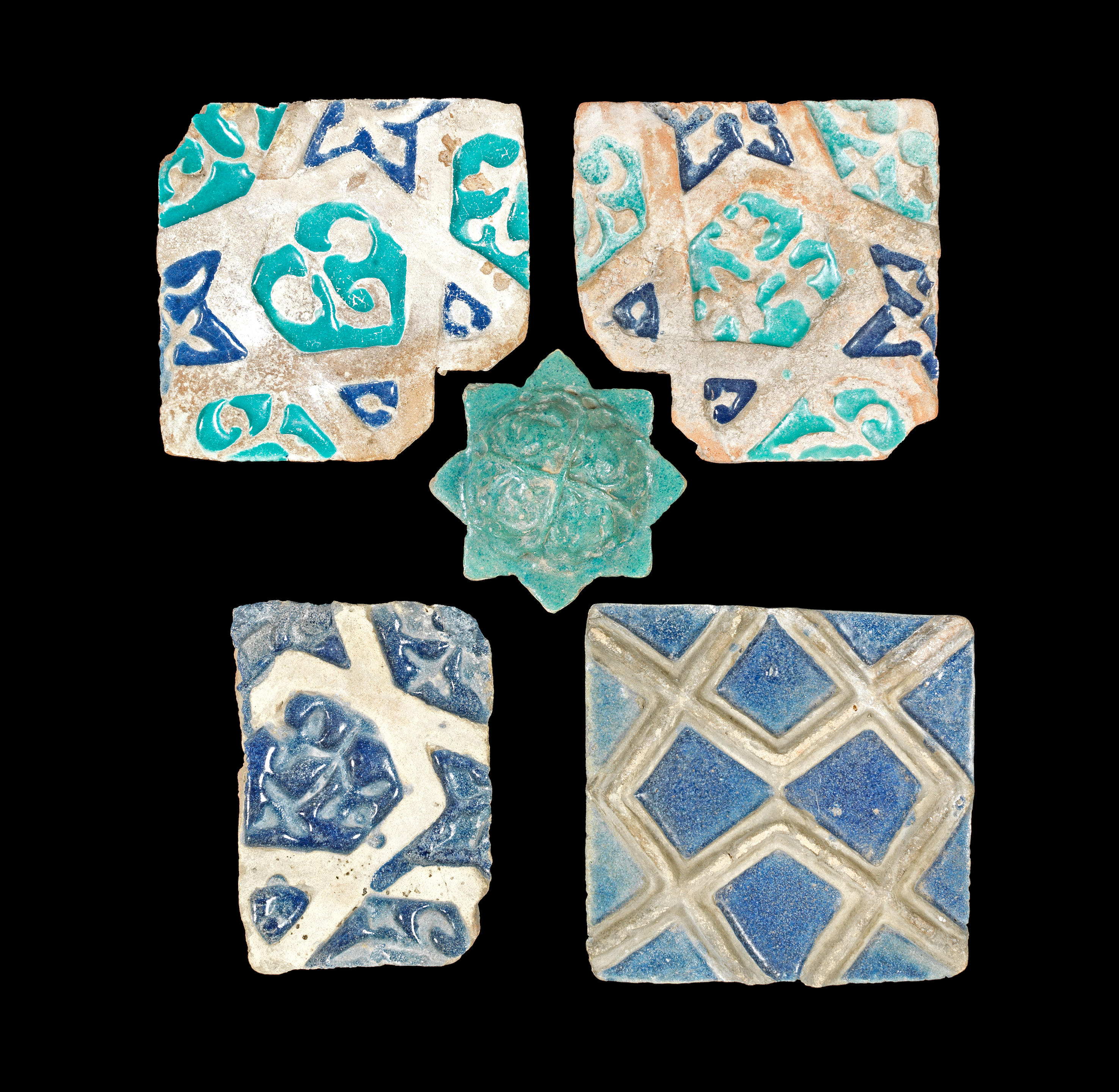 Bonhams Five Ilkhanid Moulded Pottery Tiles Persia Circa 1270 5