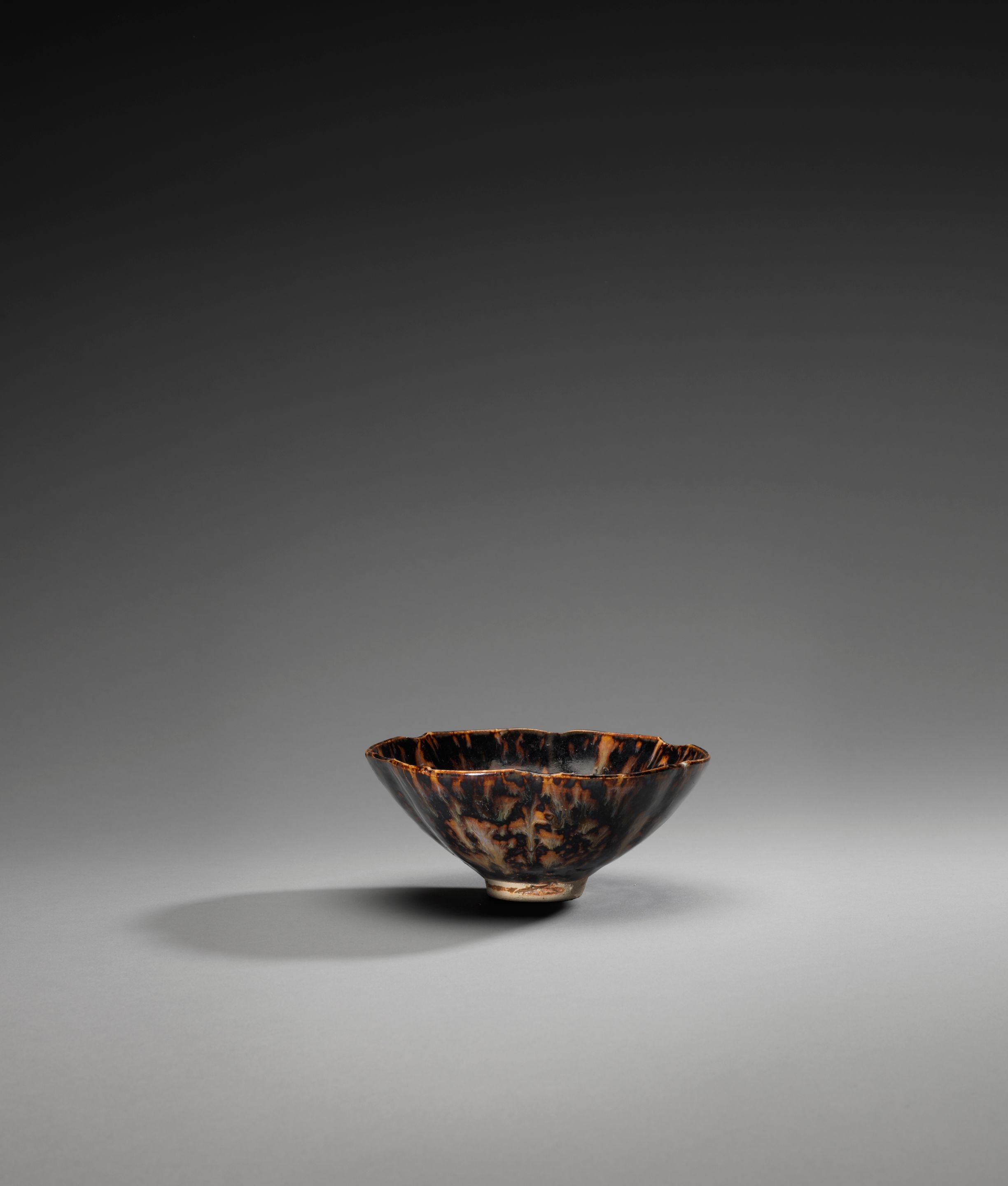 Bonhams : A richly-mottled Jizhou 'tortoise-shell'-glazed five-lobed ...