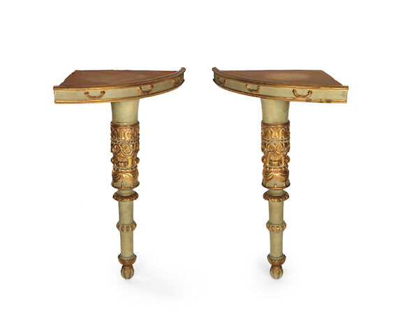 Bonhams : A pair of Italian late 19th century painted and parcel gilt ...