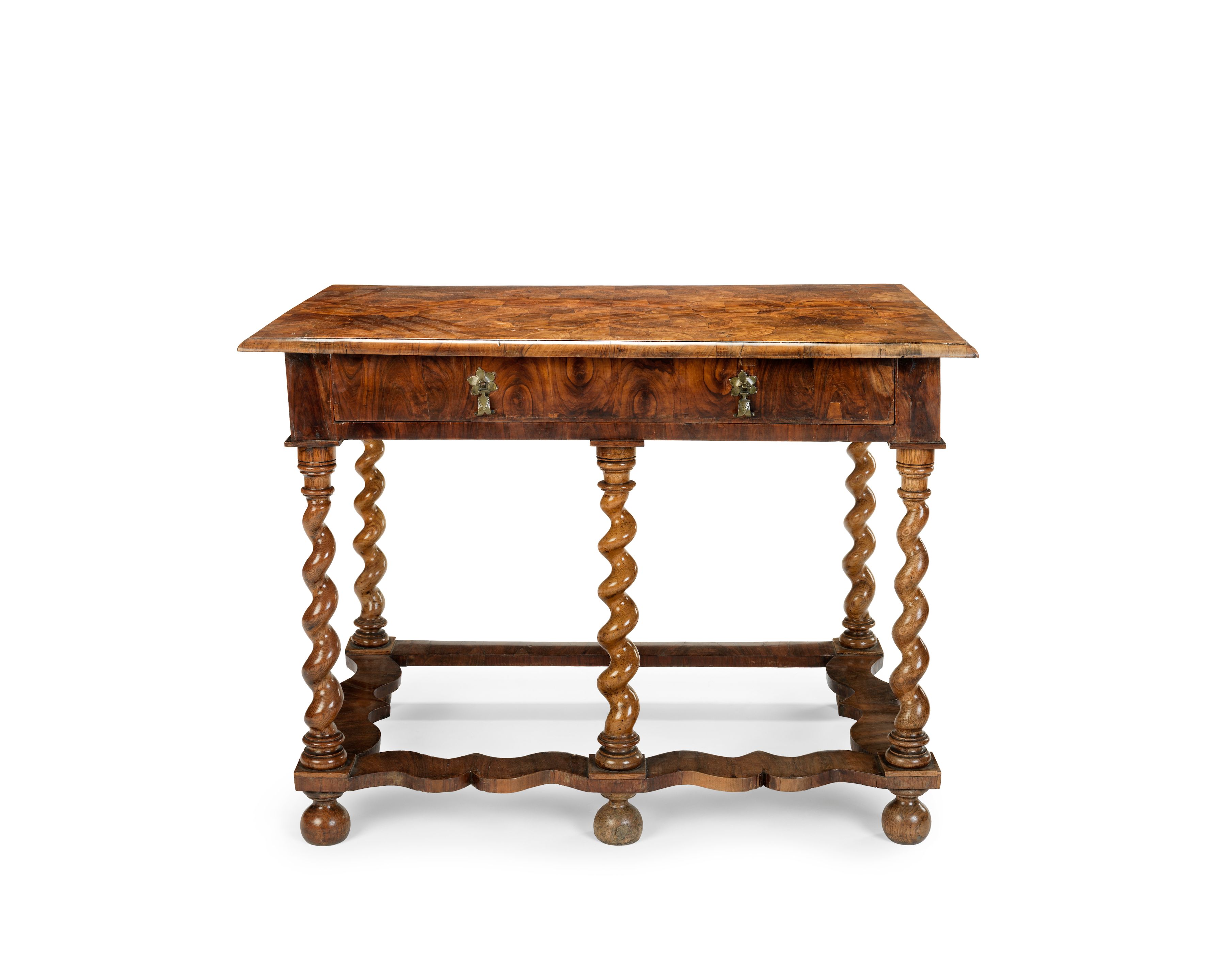 A walnut oyster veneered side table