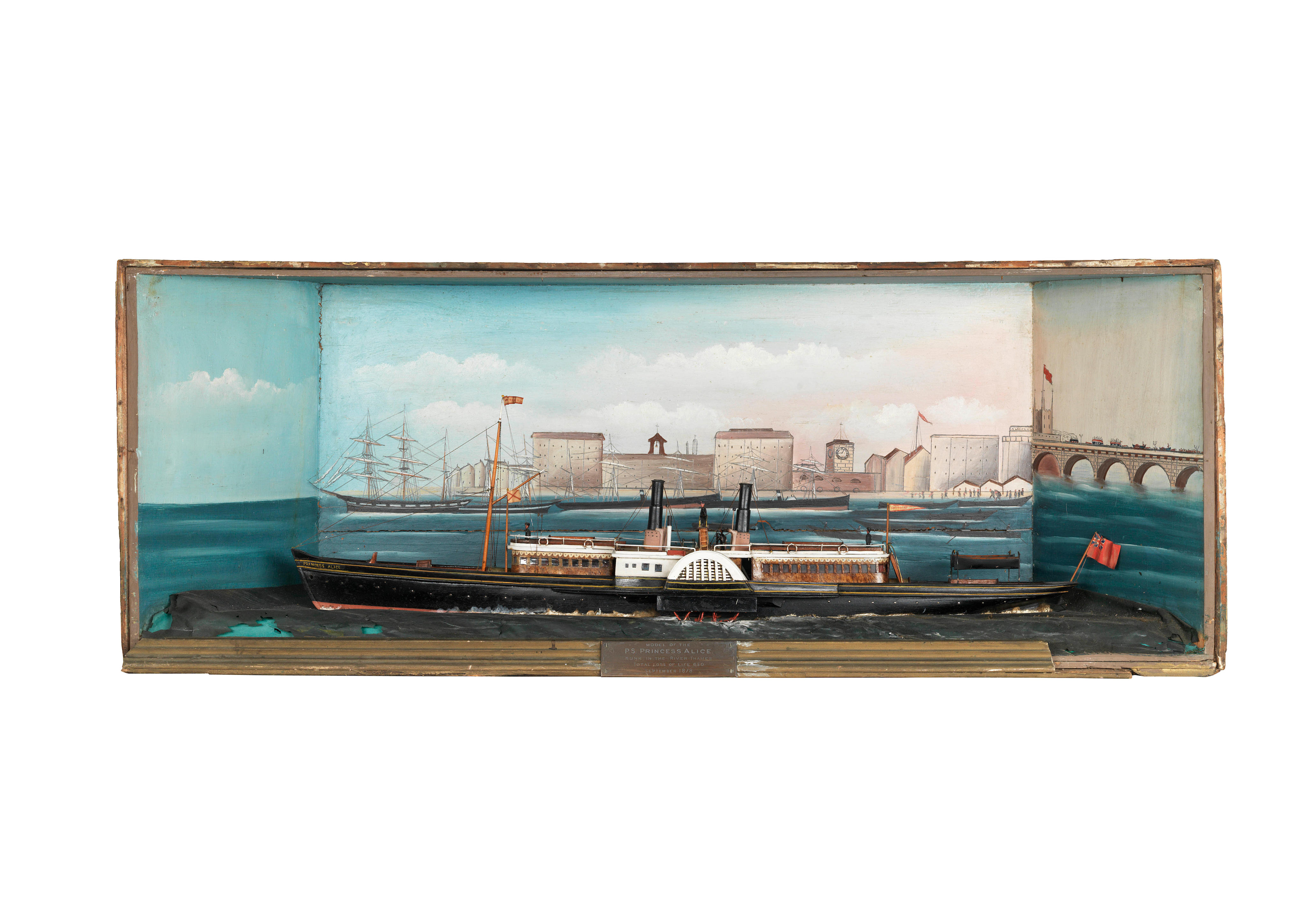 Bonhams : A diorama waterline model of the paddle steamer Princess Alice