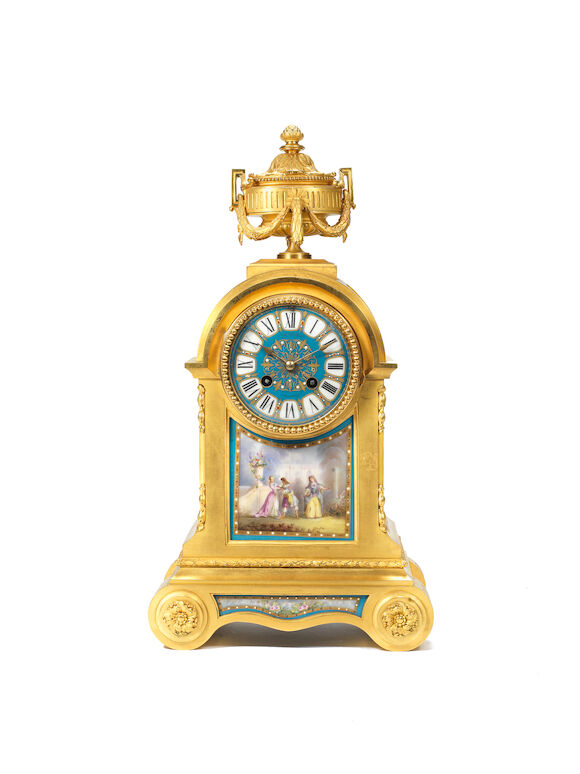 Bonhams : A late 19th century French gilt bronze and porcelain mounted ...