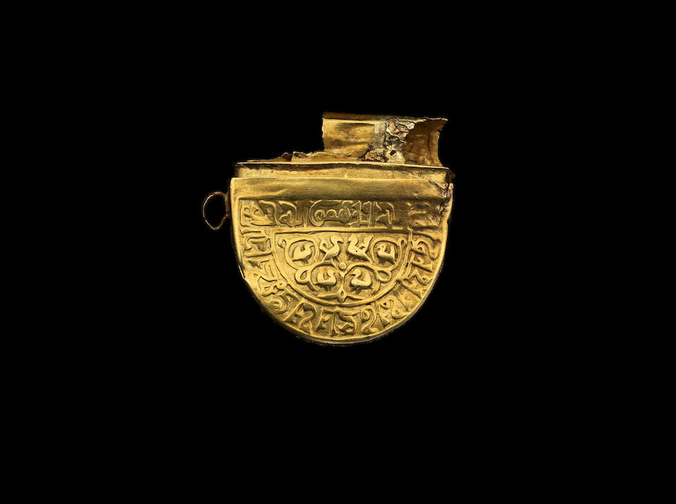 Bonhams : A Seljuk repoussé gold Amulet Case Persia, 11th-13th Century