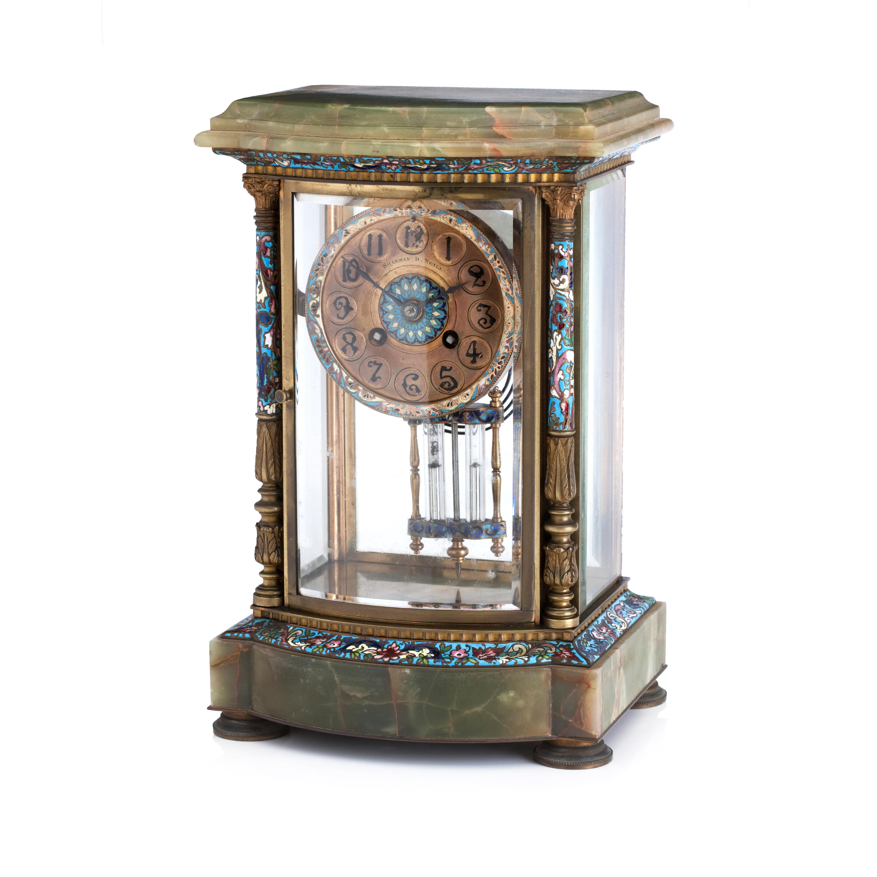 Bonhams An early 20th century onyx and enamel mantel clock The dial