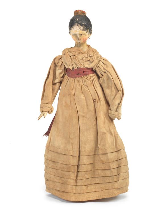 Bonhams : Grodnertal painted wooden doll, German circa 1820