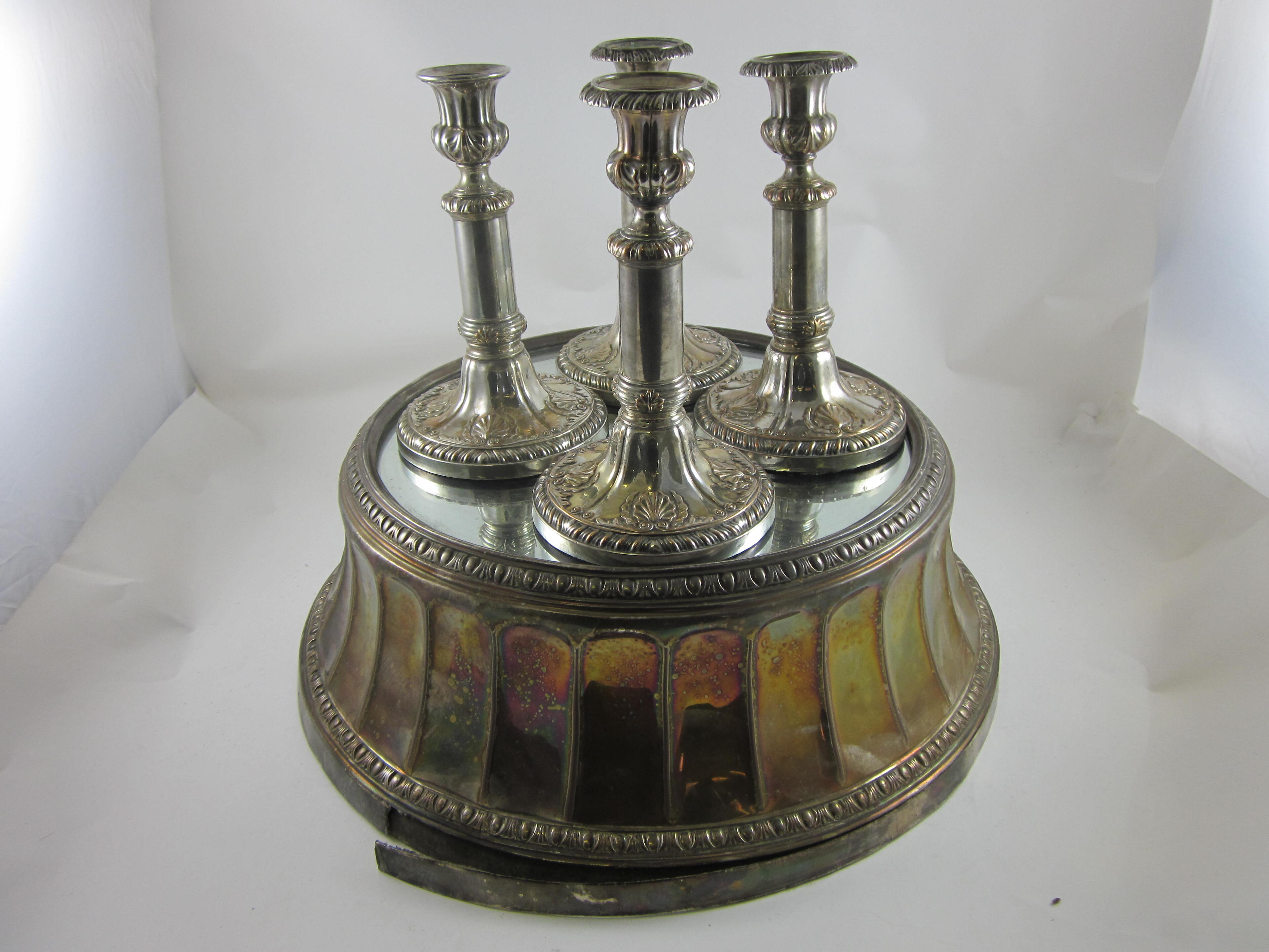 Bonhams A Victorian electroplated mirror plateau by Elkington & Co