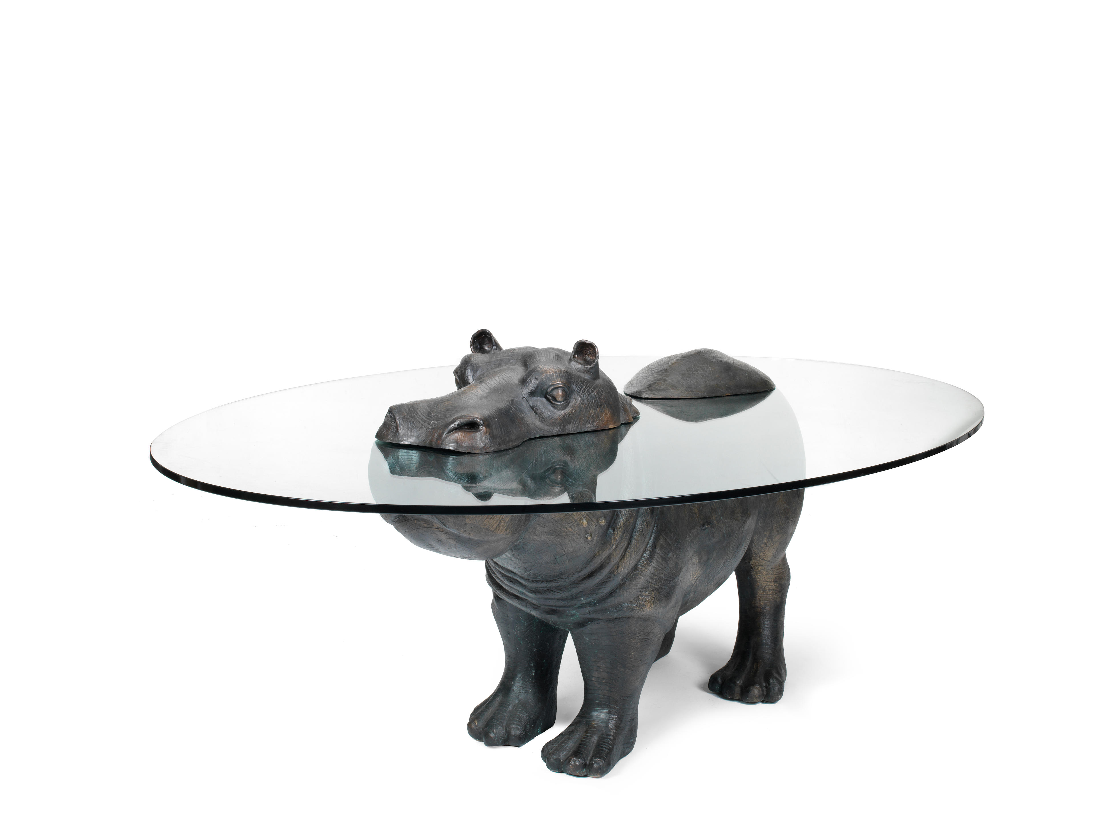 Bonhams Mark Stoddart A Patinated Bronze Table In The Form Of A Hippo